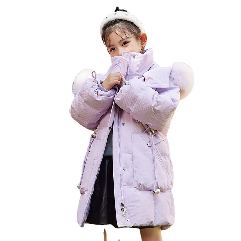 -30 Degrees Girl Down Jacket Winter New Thicker 90% White Duck Down Coat Large Fur Collar Warm Puffer Jackets Parka 5-12Y