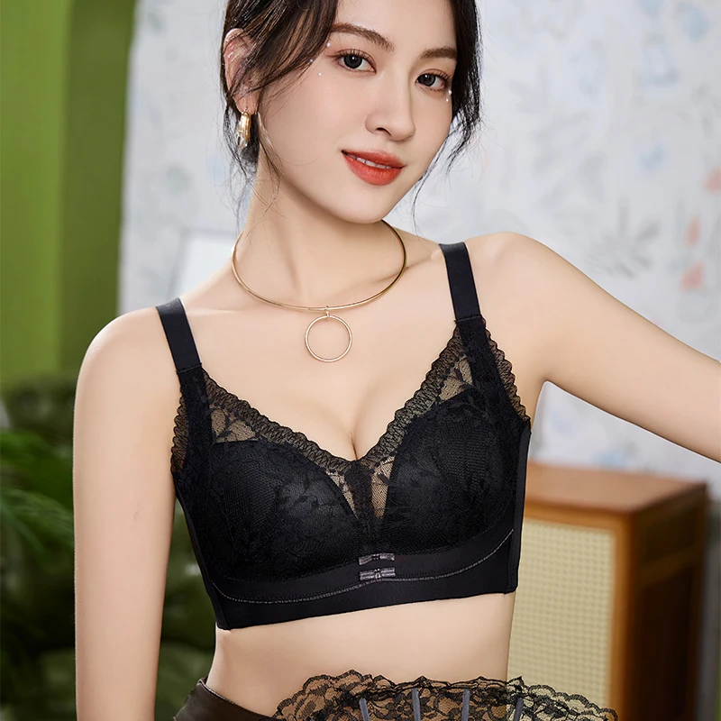 Adjustable Bra Capable Of Gathering Preventing Sagging Lace Breathable Rimless Underwear Upward Support Comfortable Chest Shape