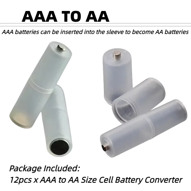

AAA to AA Battery Adapter with Li-ion Converter - High-Toughness Plastic Case & Storage Box