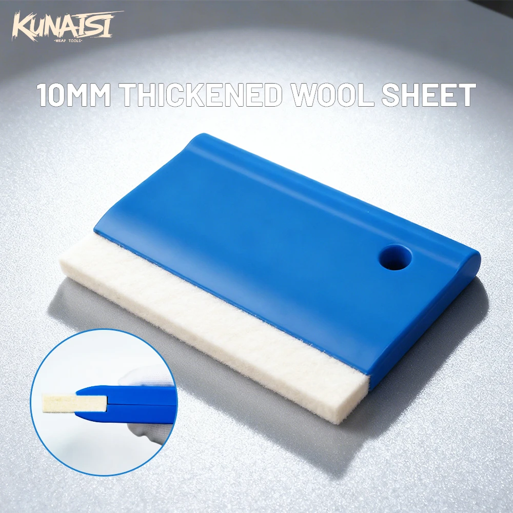 KUNAISI Thickened Wool Felt & Hard Card Squeegee Kit for Car Tint Waxing Reflective Color Change Light Film Installation Tools