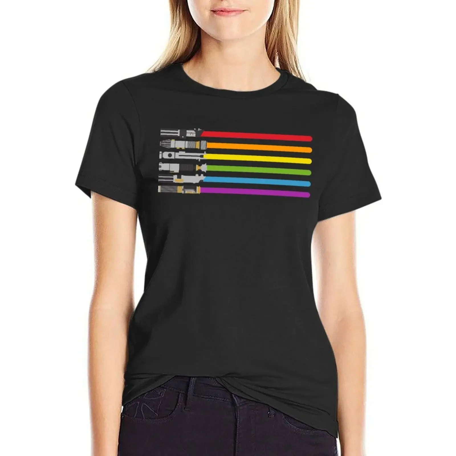 

Lightsaber Rainbow T-Shirt summer top graphics funny sublime t shirt for Women
