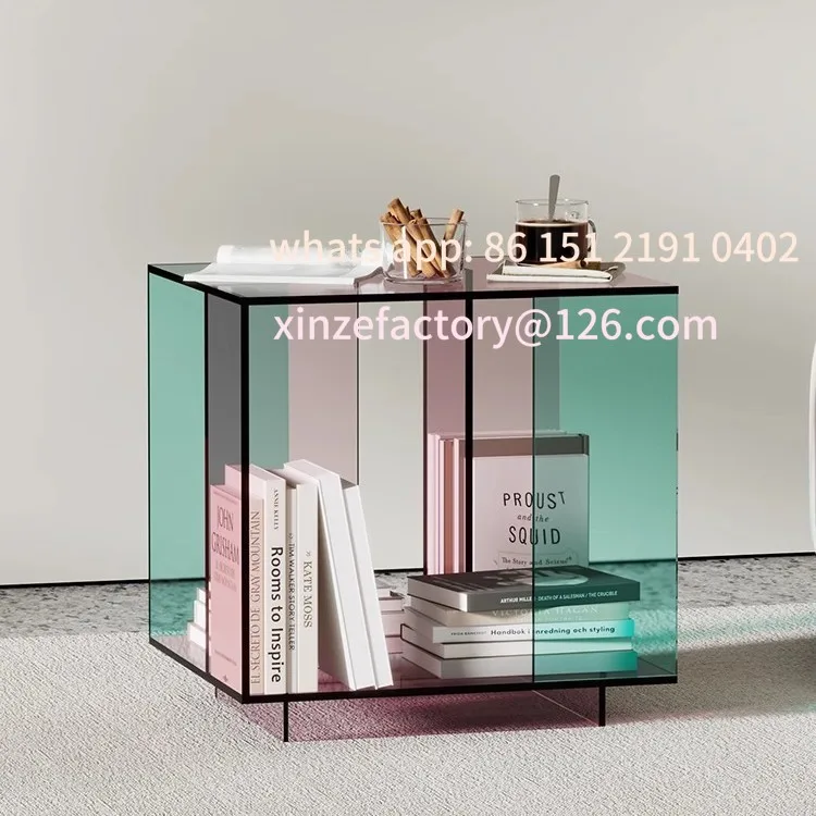 

Customizable new sofa acrylic side cabinet living room bedroom transparent balcony small tea table one body side few household