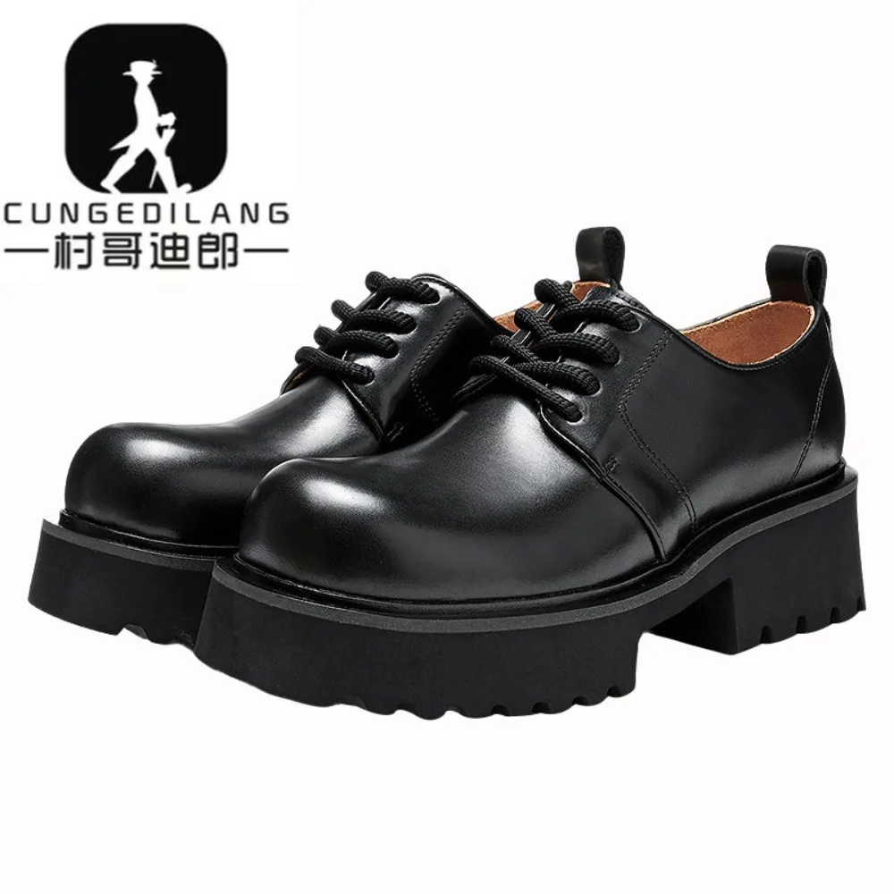 Men's Platform Oxford Shoes Genuine Leather Dress Shoes Lace Up Italian Mens Casual Shoes Luxury Brand Moccasins Loafers