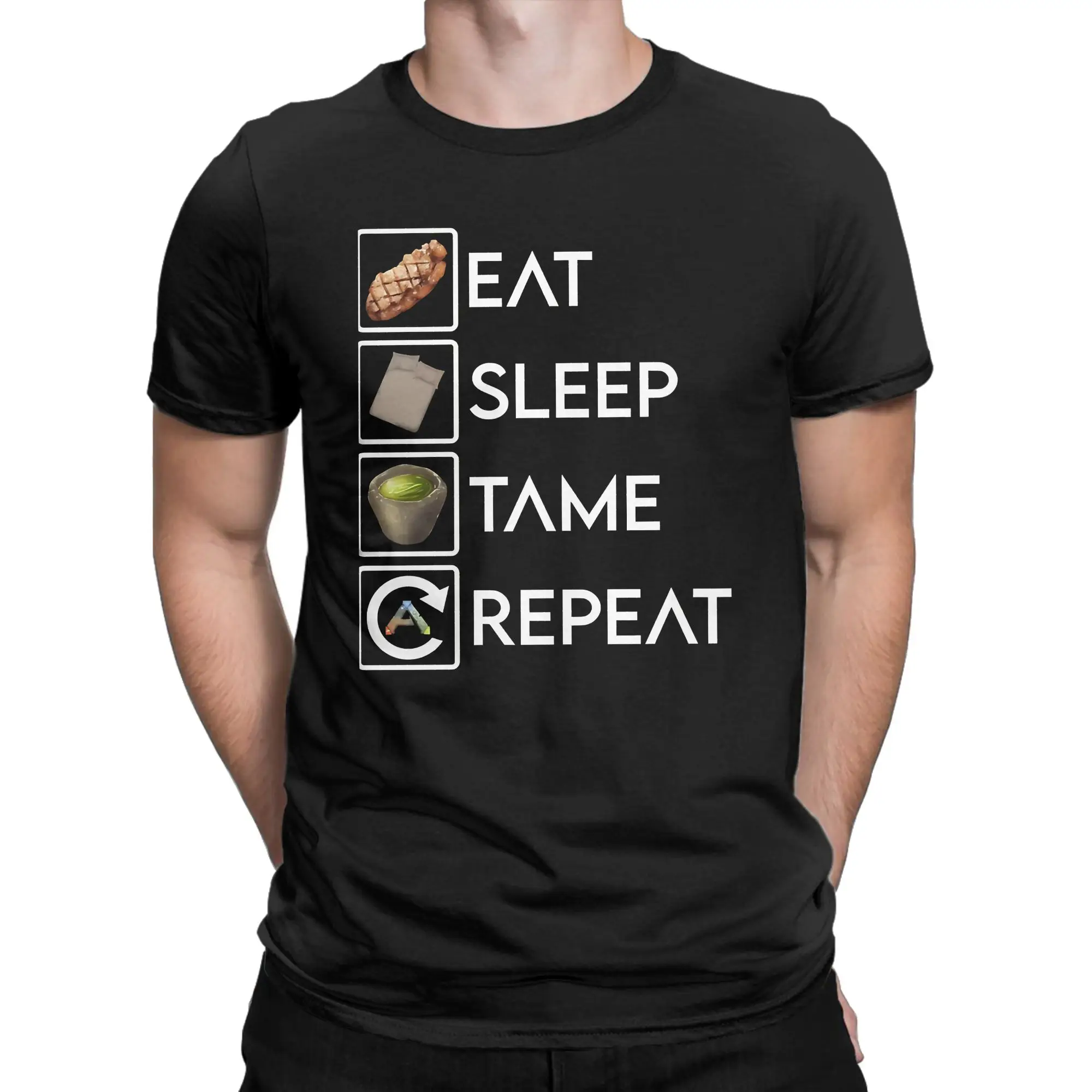 T-shirt 100% coton pour hommes, More Then Awesome Eat Sleep Tame Repeat, nouveauté, ARK Survival Evolved