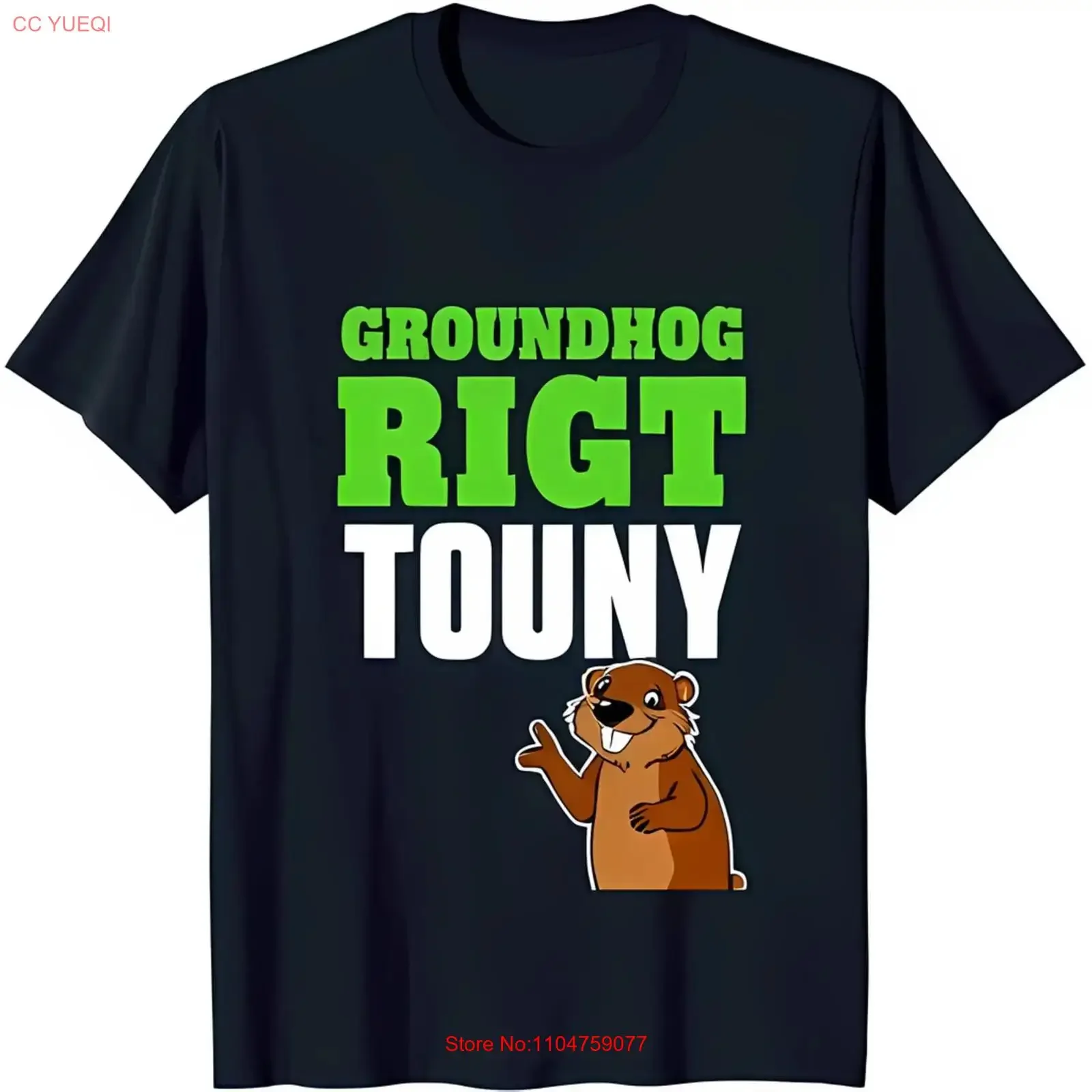 Funny Groundhog Day T Shirt Dark Blue with 'Groundhog RigT TOUNY' vintage Washed Top For Everyday Wear Stylish graphic