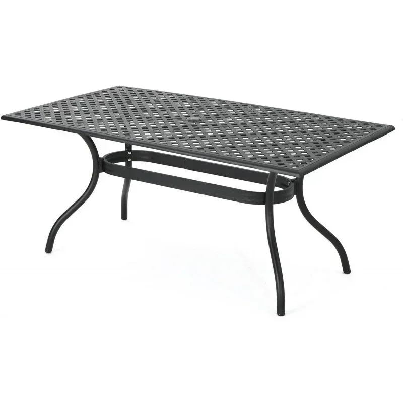 

# Christopher Knight Home Cayman Cast Aluminum Rectangle Table, Black Sand #