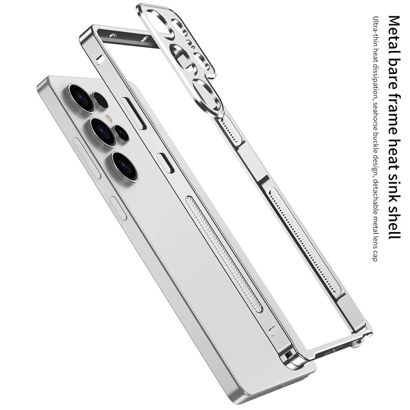 Cooling Medium Frame Phone Case For Samsung Galaxy S23 Ultra S25 Ultra Aluminium Alloy Metal Border Cover For Samsung S24 Ultra