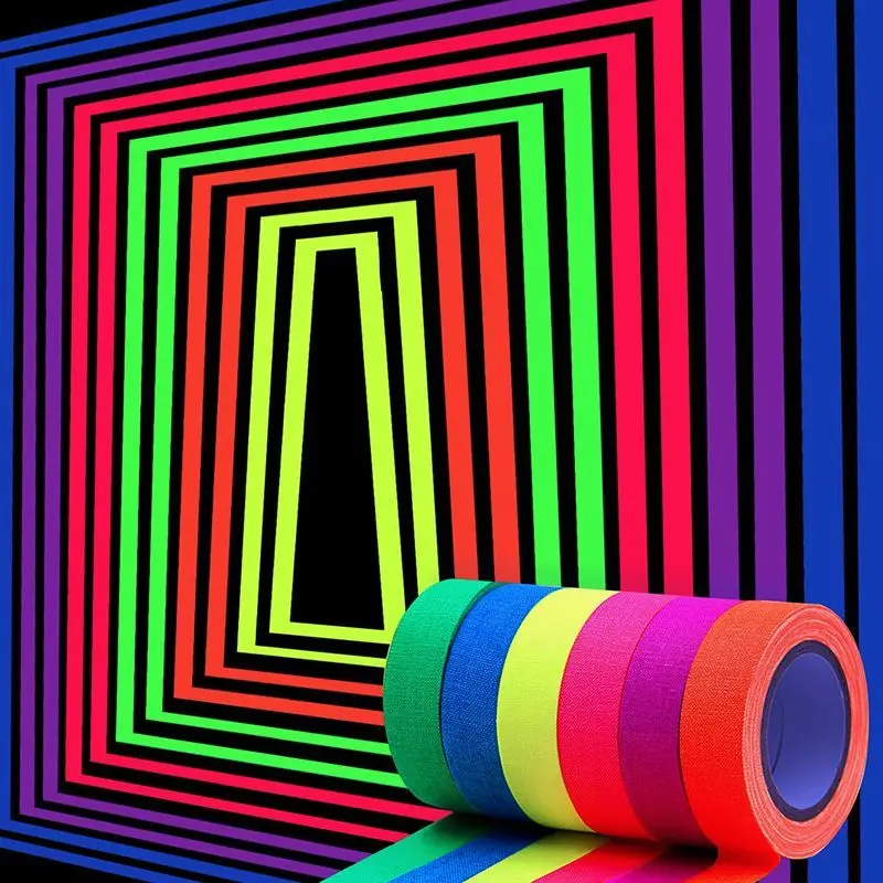Cinta fluorescente luminosa para fiestas, luz negra UV, accesorios de efectos especiales para escenario, decoración de ambiente para fiestas de cumpleaños, juego de pegatinas
