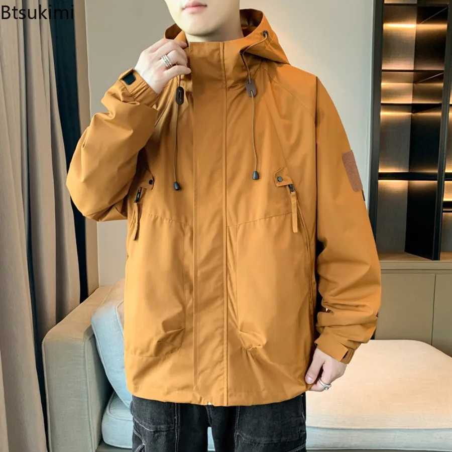 

2025 Men's Jacket Aterproof Windbreaker Autumn Techwear Workwear Coat Outdoor Hiking Raincoat High-End Streetwear Outerwear Male