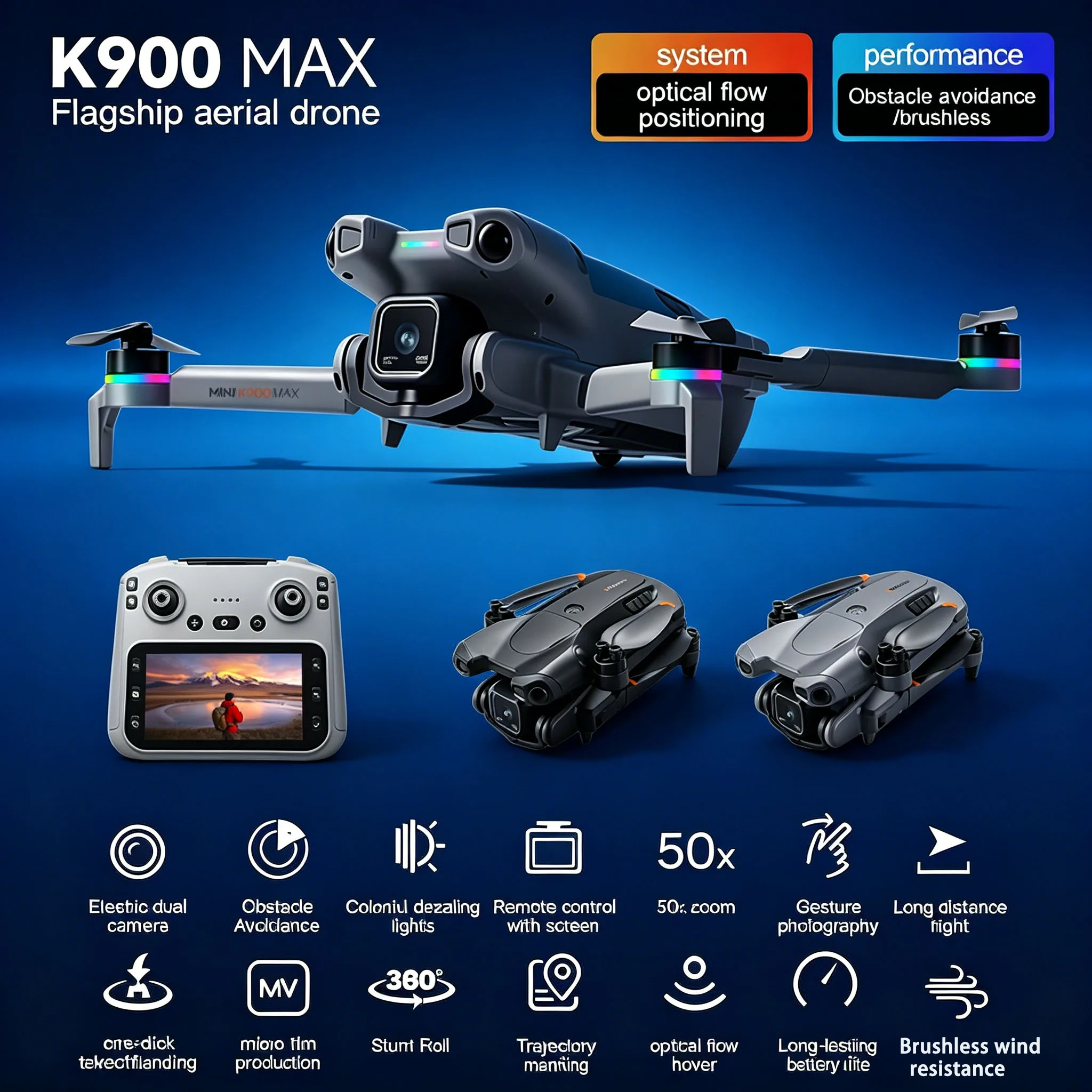 Original K900 Max GPS Drone 4K8K Professional HD Camera Photography Brushless Foldable Quadcopter Laser Obstacle Avoidance Drone