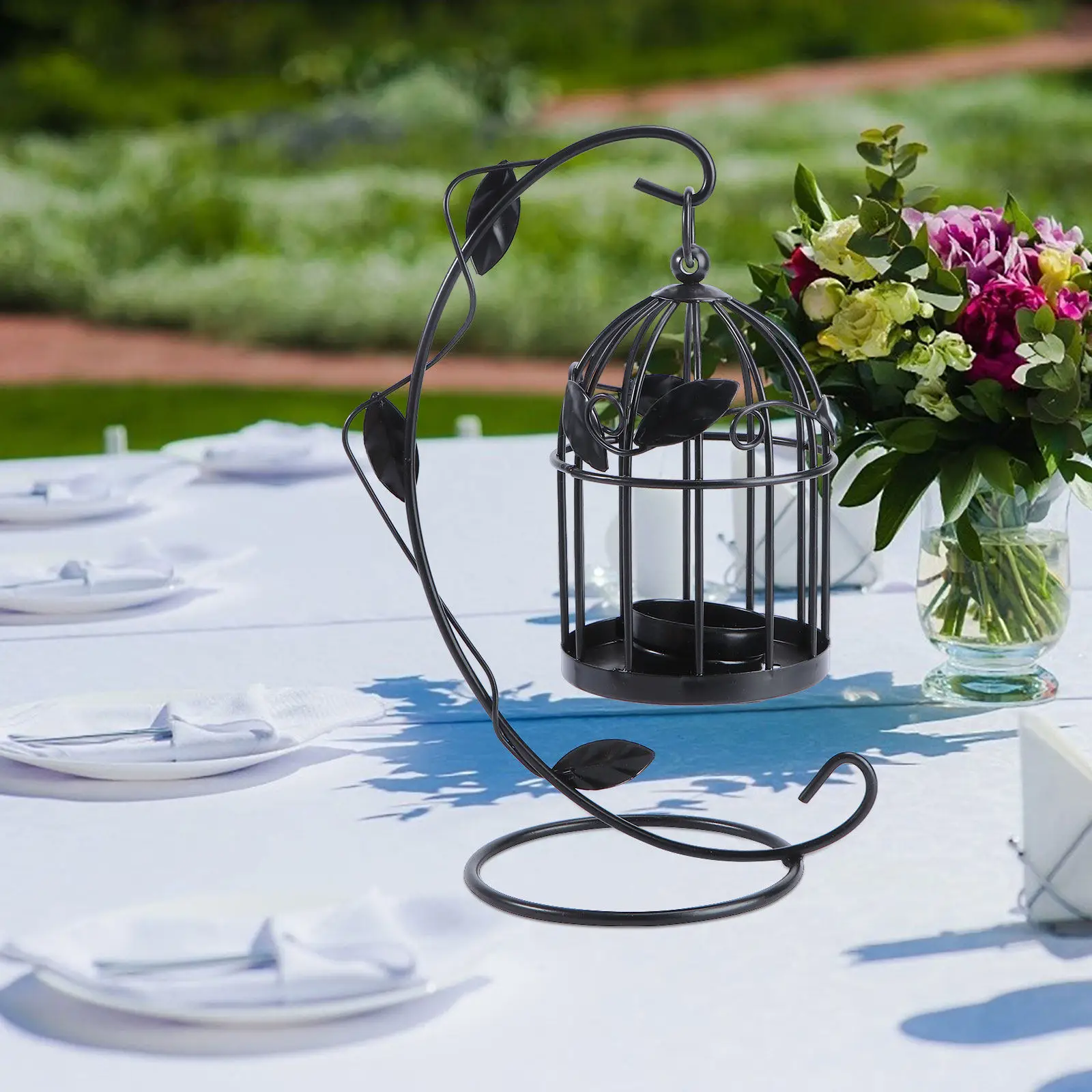 

1Pcs Candleholder Decorative Hanging Birdcage Adornment Home Bedroom Desktop Stand Party Romantic Tabletop