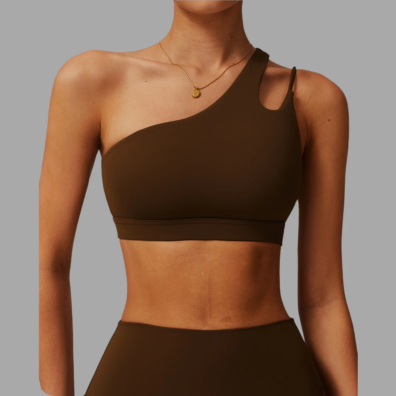 Asymmetric One Shoulder Sports Bra Women Naked Feeling Yoga Top Irregular Strap Backless Gym Workout Running Tank Sexy