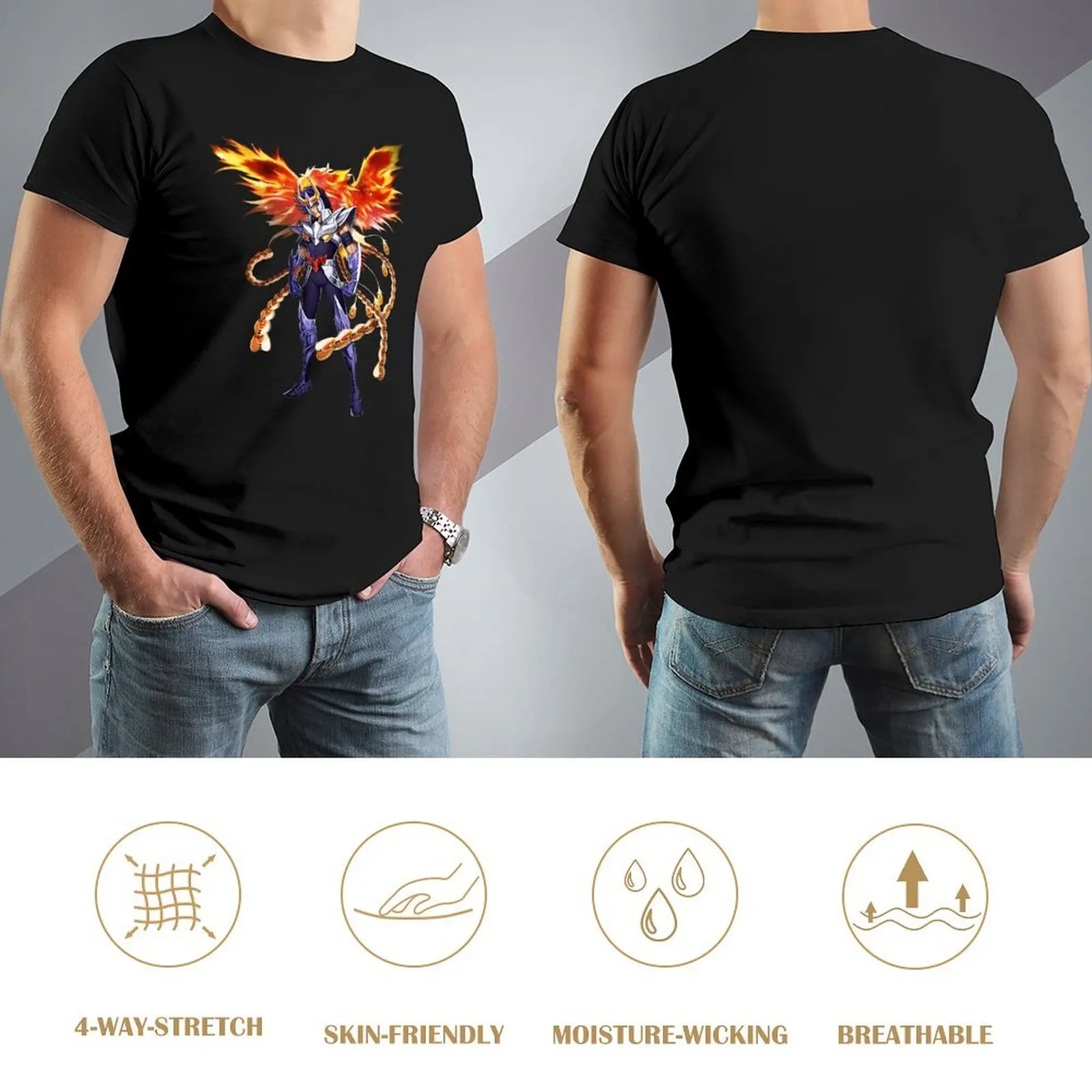 The Knights Of The Zodiac T Shirt Men Ikki Phoenix Saint Seiya Streetwear Cotton T Shirts Summer Fashion Tee Shirt Print Tops