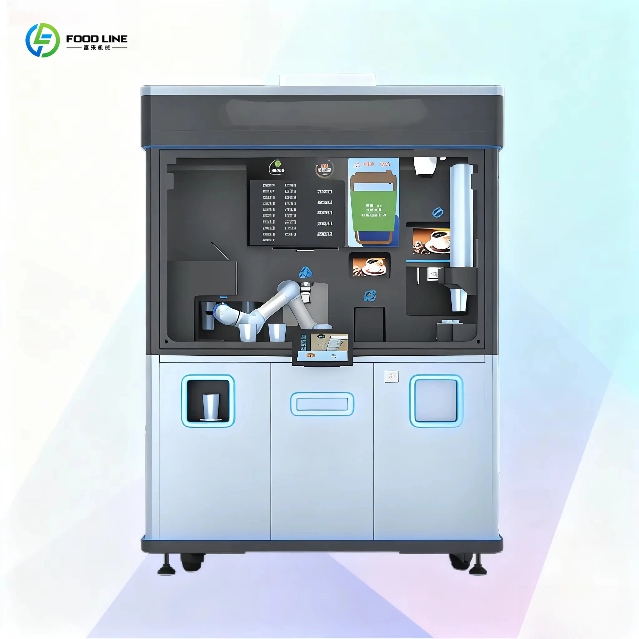 Customized Robot Cafe Coffee Vending Machine Automatic Type Cash and Card Operated Intelligent Self Service Commercial Device