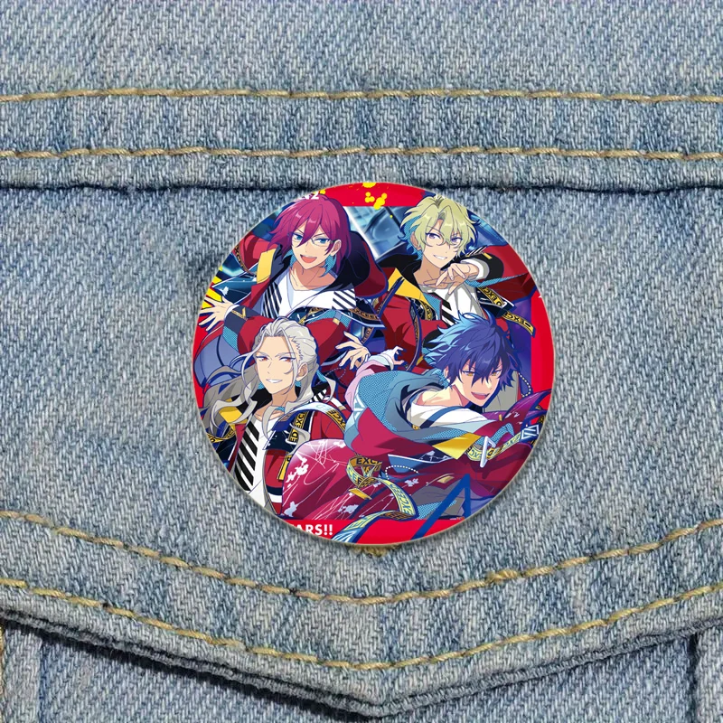 Musikspiel Ensemble Sterne Brosche Runde Weißblechknopf Pins Niedliches virtuelles Idol Cosplay Abzeichen für Rucksack Accesorios Geschenk