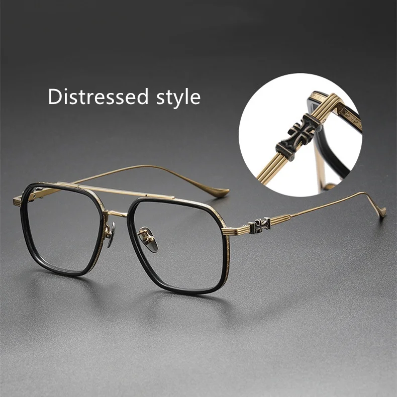 Large Frame Aviator Style Titanium Windsor Double Ring  Frame Men Optical Glasses model:Hotation