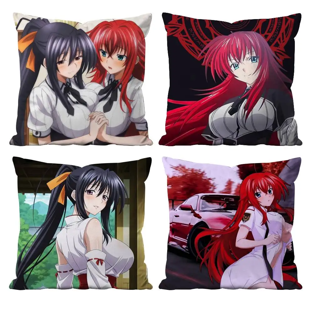 DxDH-High School DxD Pillow Case Anti-dustmite Pillowcase Invisible Zipper Silky Short Plush Sofa Cushion Cover
