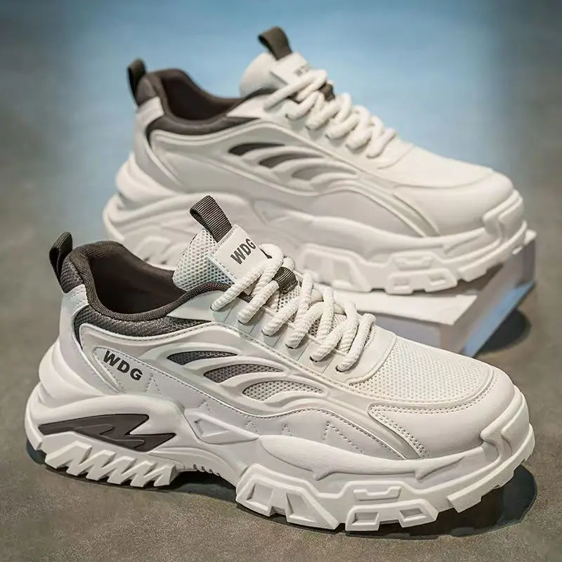 Men's Dad Summer Casual Running Shoes Thick Bottom Sports Sneakers Breathable Round Toe Rubber Outsole Comfortable Slip-On