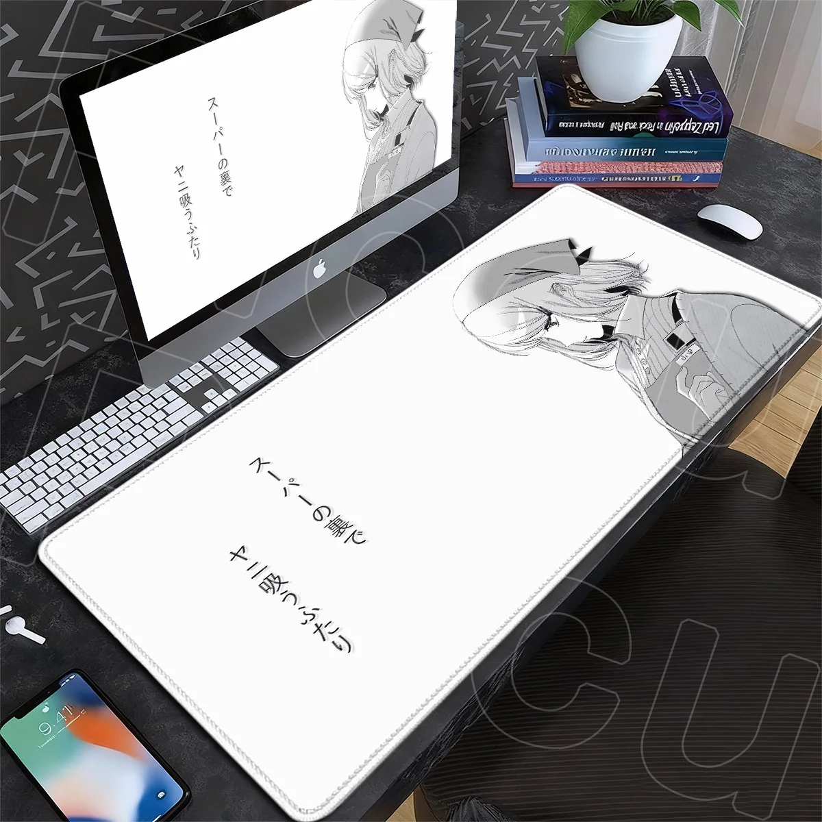 

HD Printing Laptop Keyboard PC Table Mats XXL Anime Smoking Behind the Supermarket with You Mouse Pad Large Sasaki Yamada Carpet