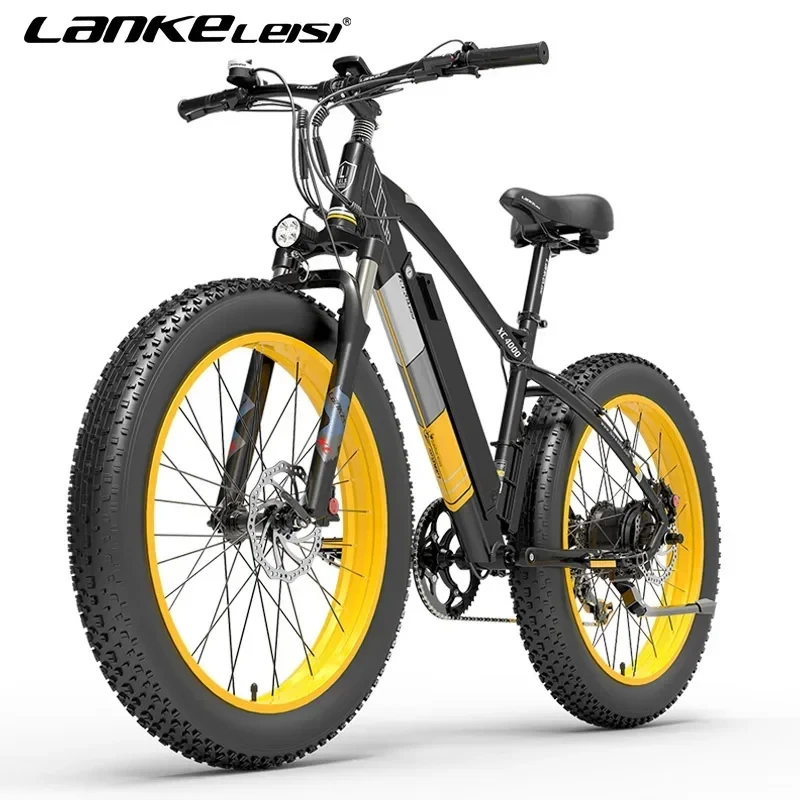 LANKELEISI XC4000 1000W Motor Electric Bicycle 26 Inch Fat Tire Bicycle Beach POWER Electric Bike 48V 17.5AH Mountain Ebike