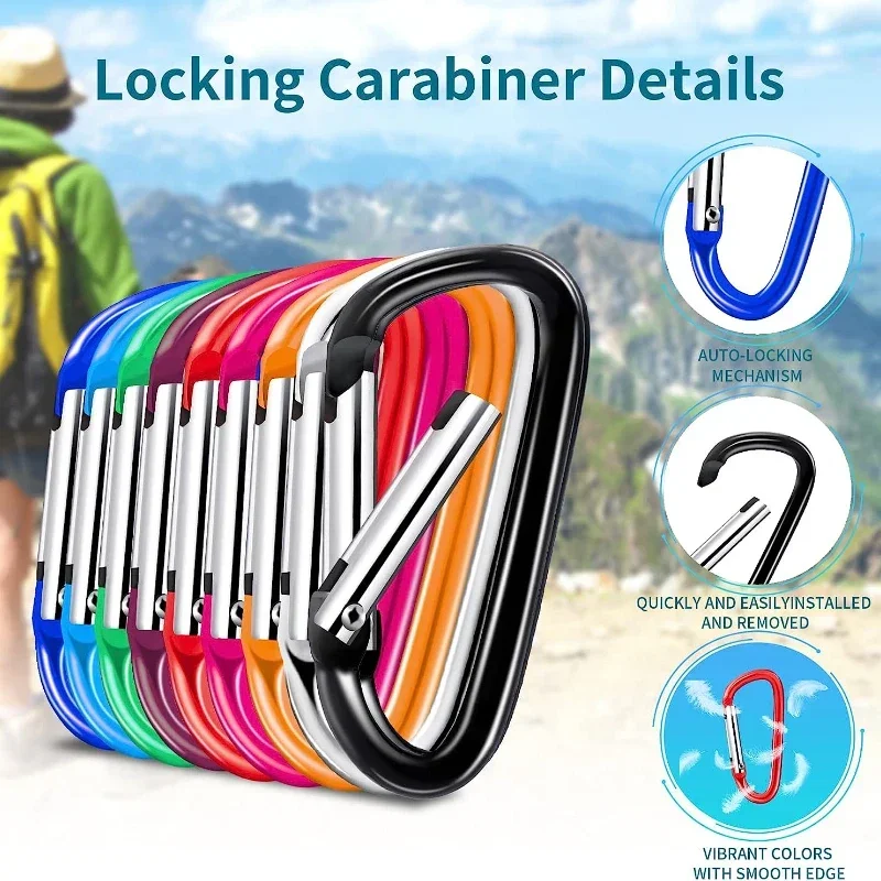 5/10/20PCS Aluminum Carabiner Key Chain Clip Multi Colors Camping Hiking Hook Safety Buckle Keychain Backpack Bottle Buckle