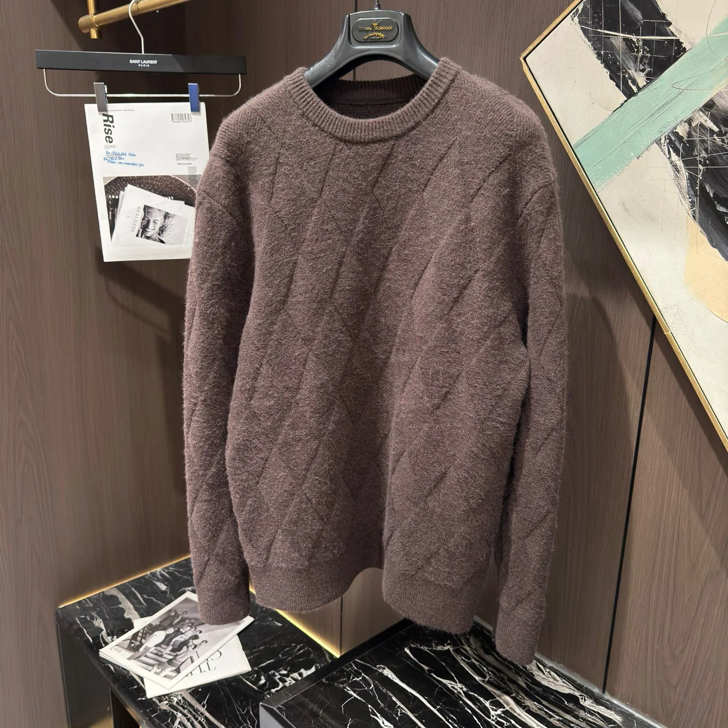 

Итальянский шерстяной вязаный свитер с круглым вырезом LP