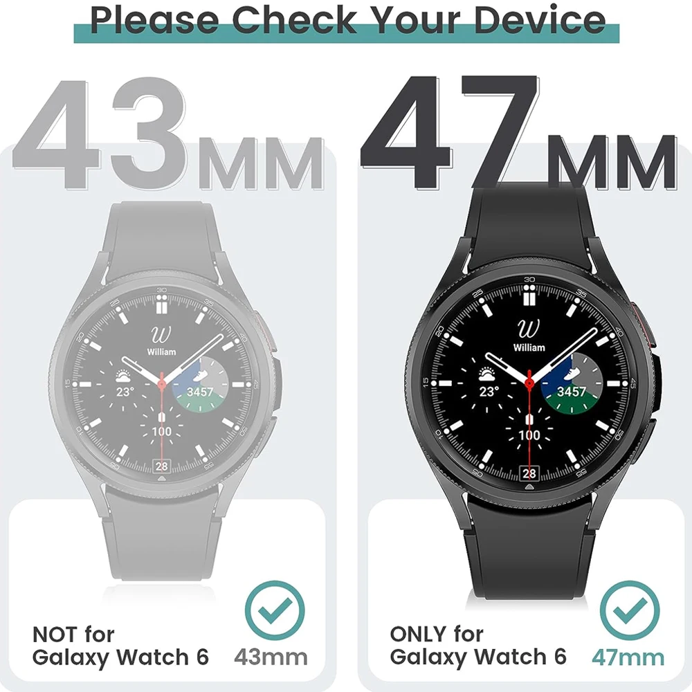 Vidro e Estojo Impermeável para Samsung Galaxy Watch 6 Classic, PC Bumper Cover, Protetor de Tela, 40mm, 44mm, 43mm, 47mm, 2Pcs