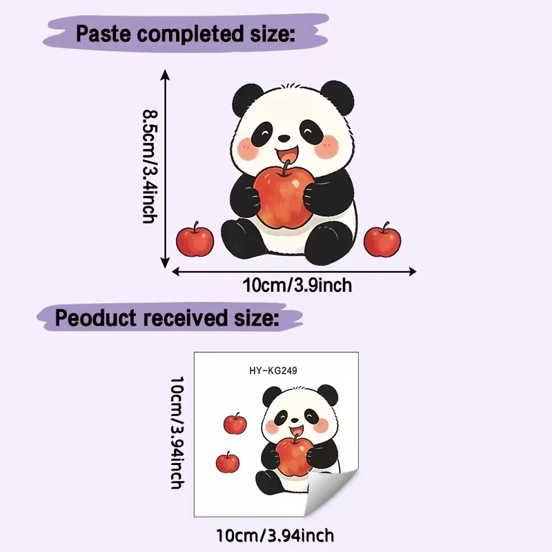 1 Piece Removable Panda Wall Sticker – Watercolor Hand-Drawn Style Animal Switch Decal (Black, White, Red, Pink Panda Eating an
