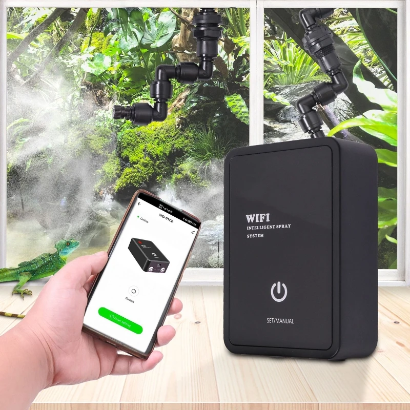 Imagem -04 - Eua Plug Tuya wi fi Inteligente Réptil Umidificador Temporizador Automático Kit Sistema de Pulverização Névoa Floresta Tropical Sprinkler Controlador Rega Kit ue