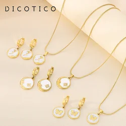 2pcs/set Butterfly Earrings Necklace Stainless Steel For Women Girl Fashion Eardrops Gold Color Jewelry Sets Wedding Party