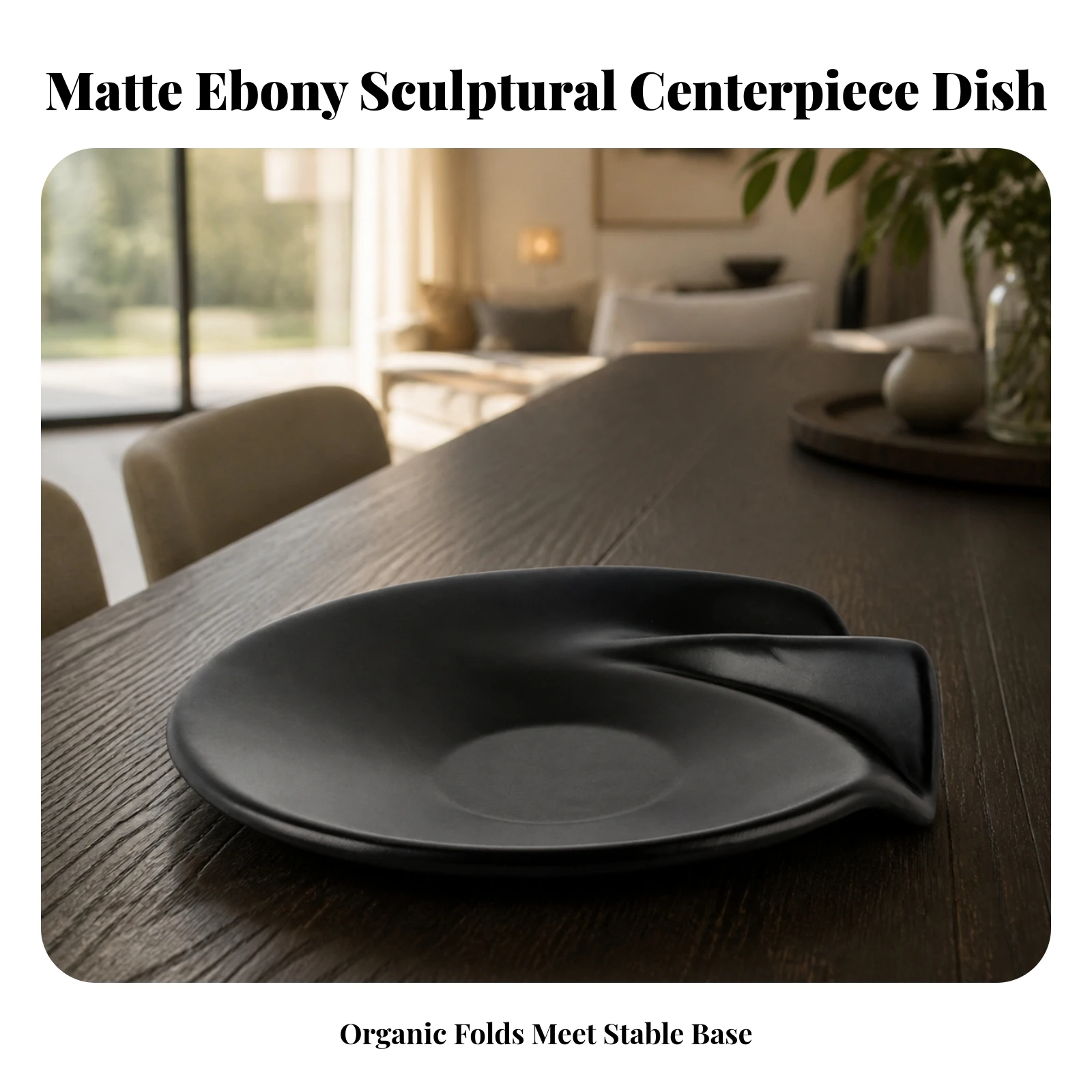 Decorative Plate Matte Black Sculptural Plate Abstract Centerpiece Dish Irregular Platter Chic for Interior Designers