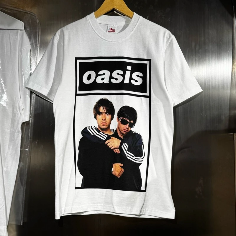 

Oasis — ты и я буду жить навсегда в белых рубашках, новая летняя мужская и женская уличная одежда в стиле ретро