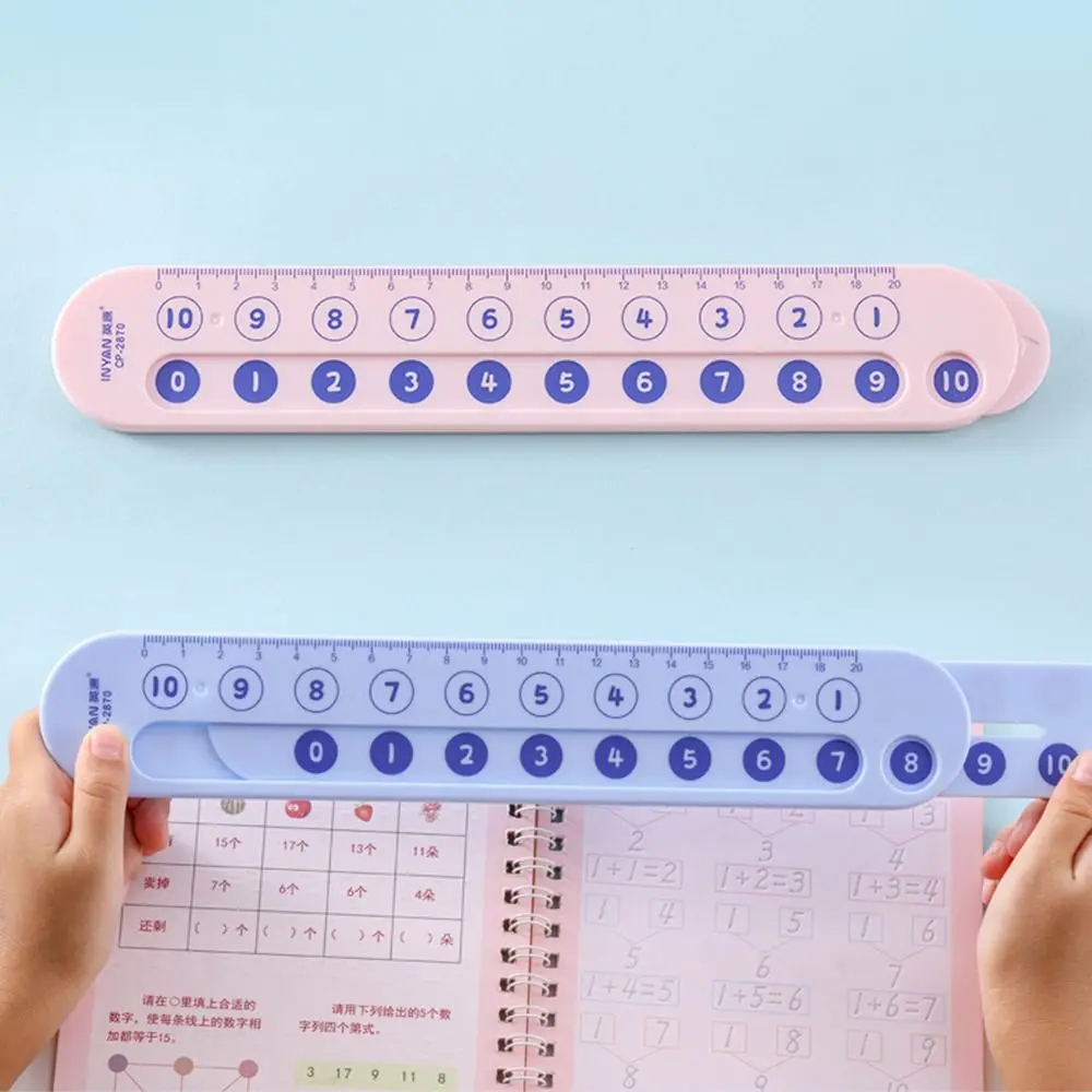 Plastic Math Decomposition Ruler Pink/Blue Within 20 Subtraction Ruler Teaching Demonstration Portable Addition Ruler