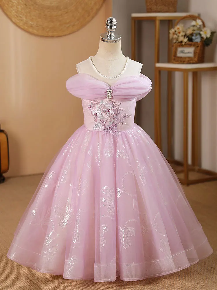 Vestido de noite infantil princesa, Lantejoula Design, Casamento, Aniversário, Batismo, Páscoa, Eid Party, Vestidos de meninas, Elegante, 2024