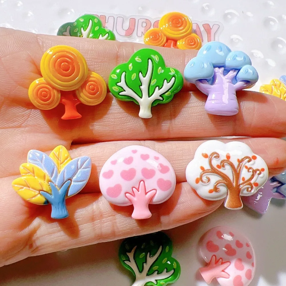 10pcs Mini Kawaii Cute Heart Tree Plant Flat Back Cabochons Scrapbook Diy  Party Hairpin Accessories Home Decoration Craft