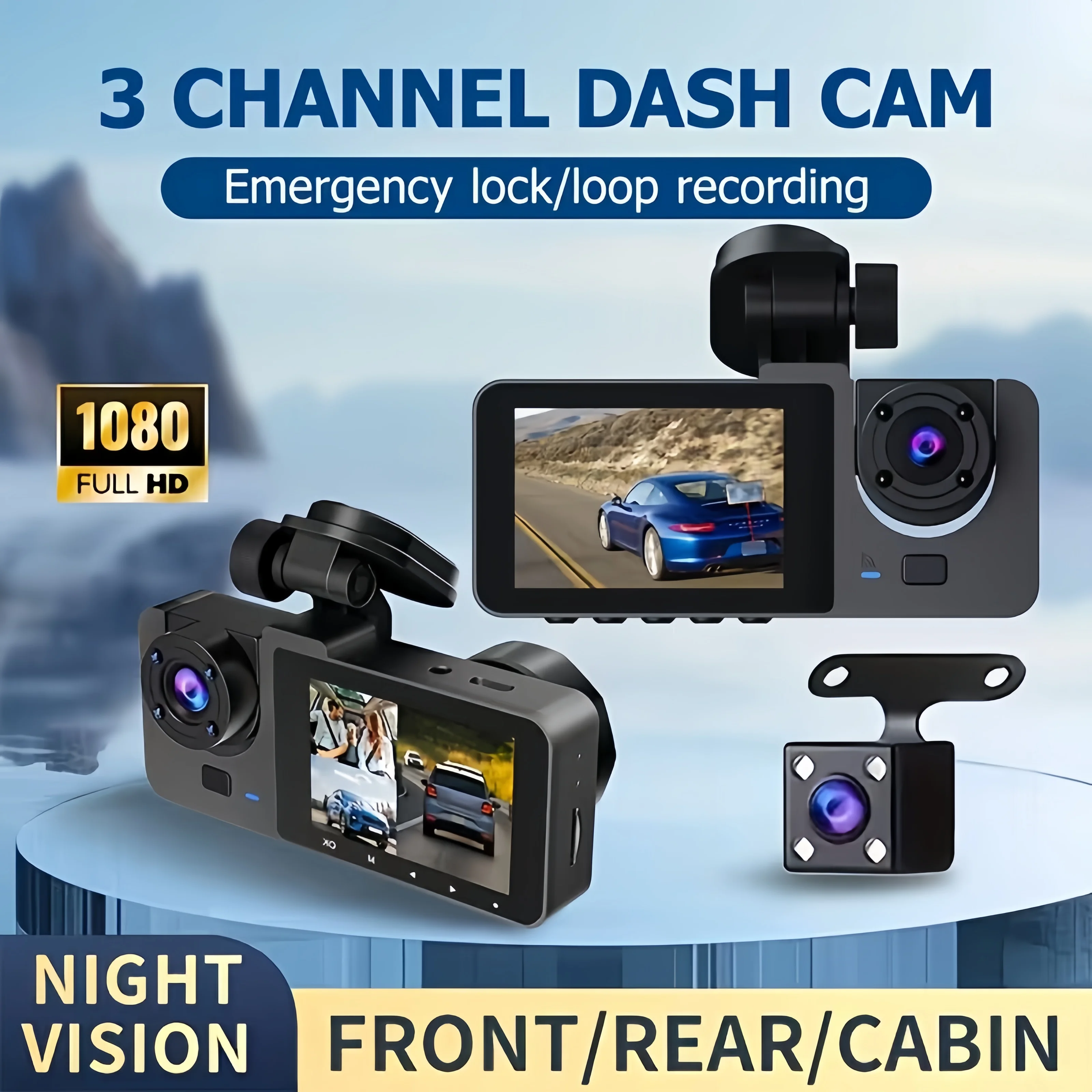 Image of Dual-Objektiv 1080P Dashcam, Front- & Rückkameras, Infrarot-Nachtsicht, Loop-Aufnahme, 2,01 Zoll IPS-Bildschirm & Weitwinkel-Design
