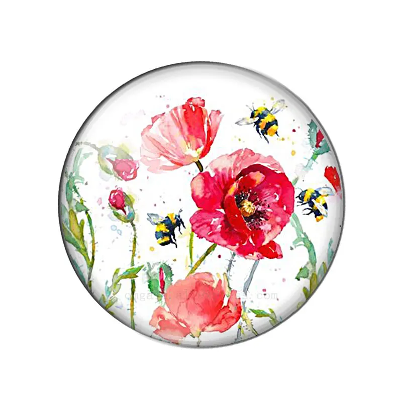 Colorful Watercolor Rose Flowers Pattern  8mm/10mm/12mm/18mm/20mm/25mm Round photo glass cabochon demo flat back Making findings