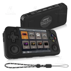 RG35XX H Full Fit Protective Case with Lanyard Anti-fall Anti-scratch Anti-slip Black Silicone Soft Shell Cover Skin Accessories