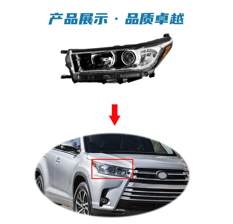 1pcs car bumper headlamp for Toyota Highlander headlight 2018~2021y car accessories head lamp for Toyota highlander fog light