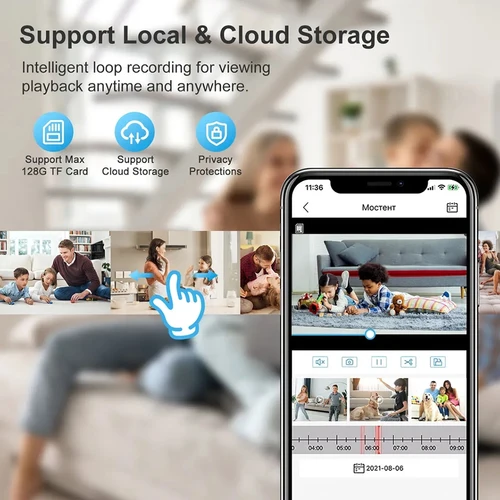 Imagen 2 del producto Cámara de vigilancia con bombilla E27, cámara de seguridad exterior, visión nocturna automática, detección de movimiento interior en Color, enfoque, Zoom, WiFi