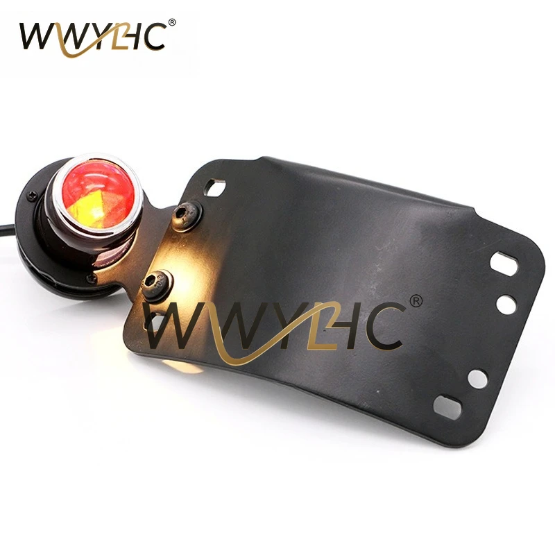Suitable for Retro LED Lights with License Plate Holder and Brake Indicator Lights for Motorcycle Accessories