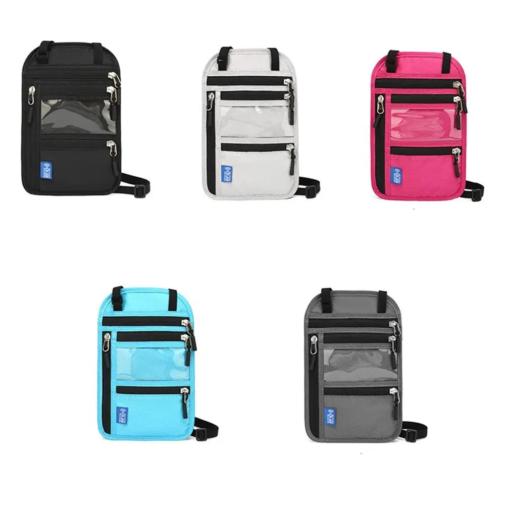 تتفاعل حجب حقيبة جواز سفر تتفاعل متعددة جيوب مكافحة سرقة محفظة الرقبة مقاوم للماء مع حزام الرقبة قابل للتعديل الرجال حقيبة كروسبودي #5