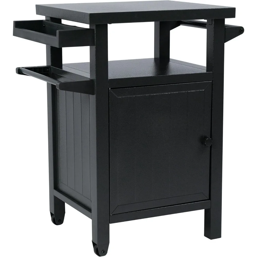 

bbq grill storage cart/bin, grill carts outdoor storage cabinet with wheels, prep bbq table for patio island home party bar (gr
