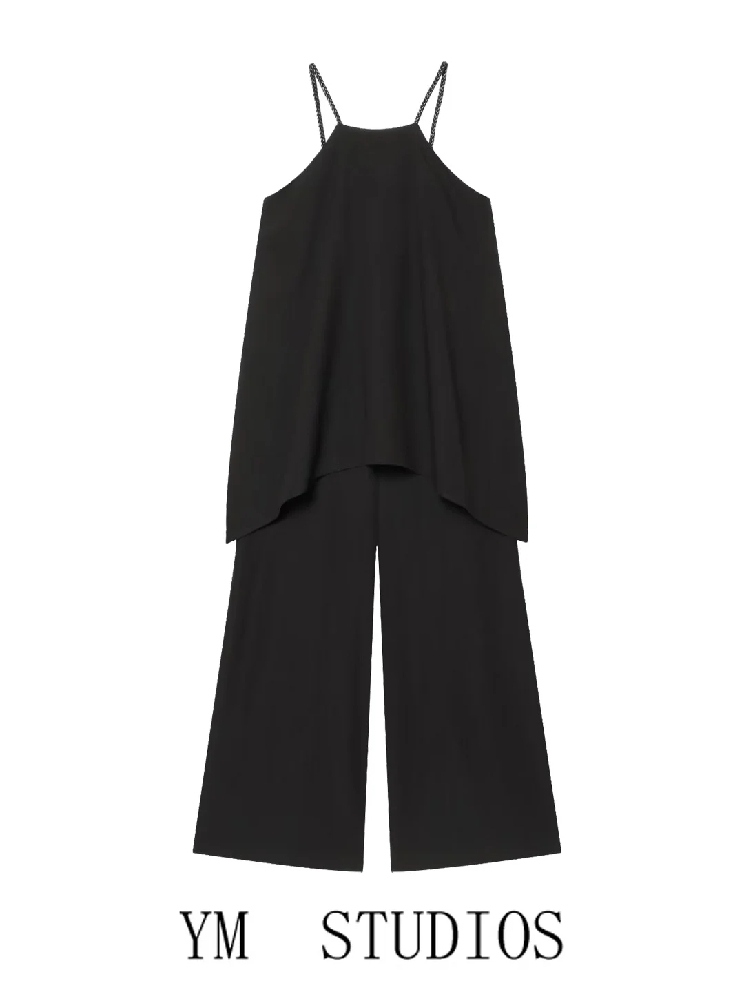 Women's High Waist Wide Leg Jumpsuit Shoulder Strap Knitted Tube Top  Suiting Commute Style Long Pant High Waist