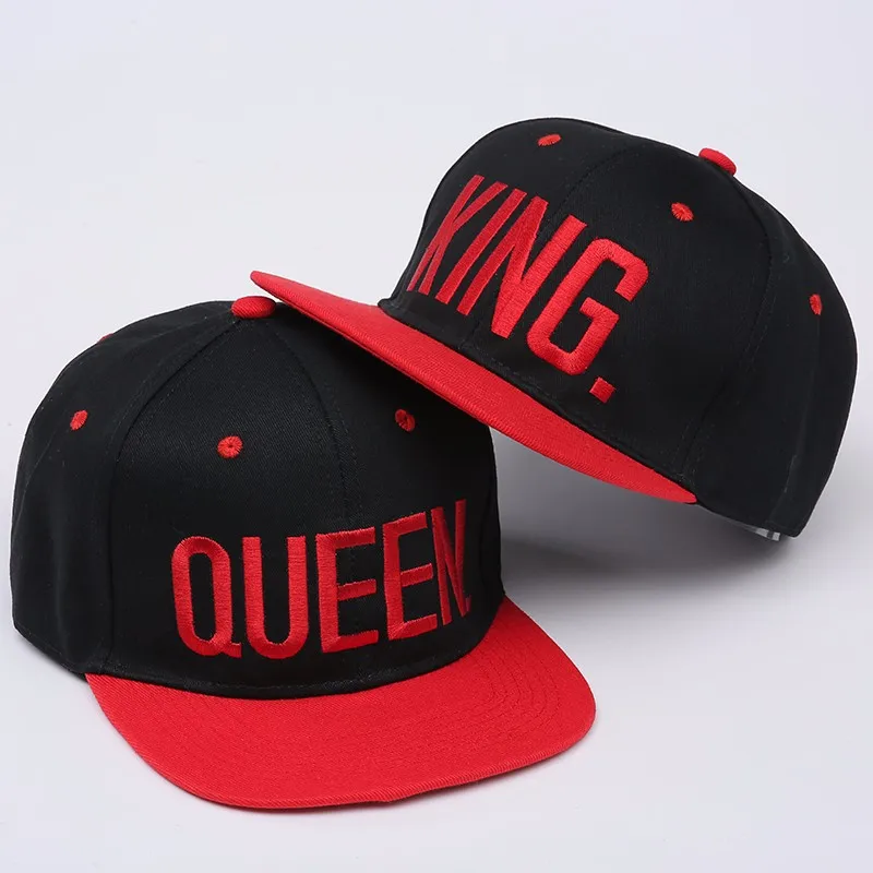 

King and Queen Embroidered Hip Hop Cap Unisex Snapback Cap Couples Baseball Caps Sun Hat For Lovers Partys