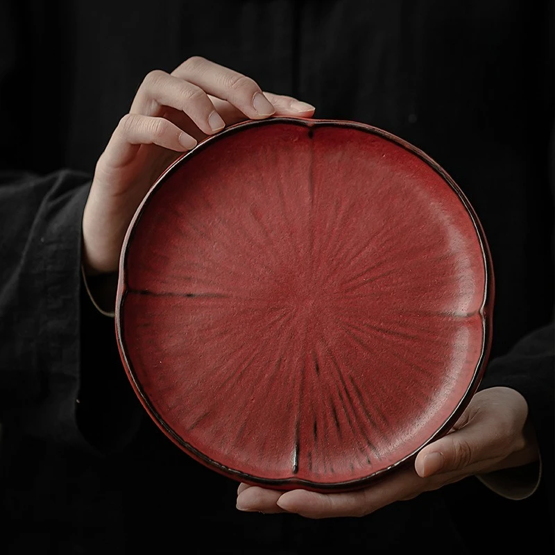 New Kiln Transmutation Light Luxury Retro Ceramic Water Storage Teapot Holder Dry Brewing Tray Tea Table Tea Saucer Snack Plates