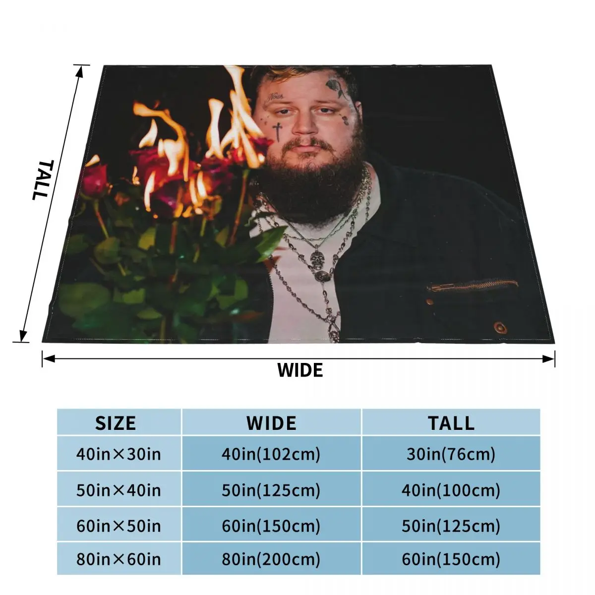 Jelly Roll Beautifully Broken Tour 2024 Rapper Blanket Soft Warm Flannel Throw Blanket Bedding for Living room Travel Home Sofa