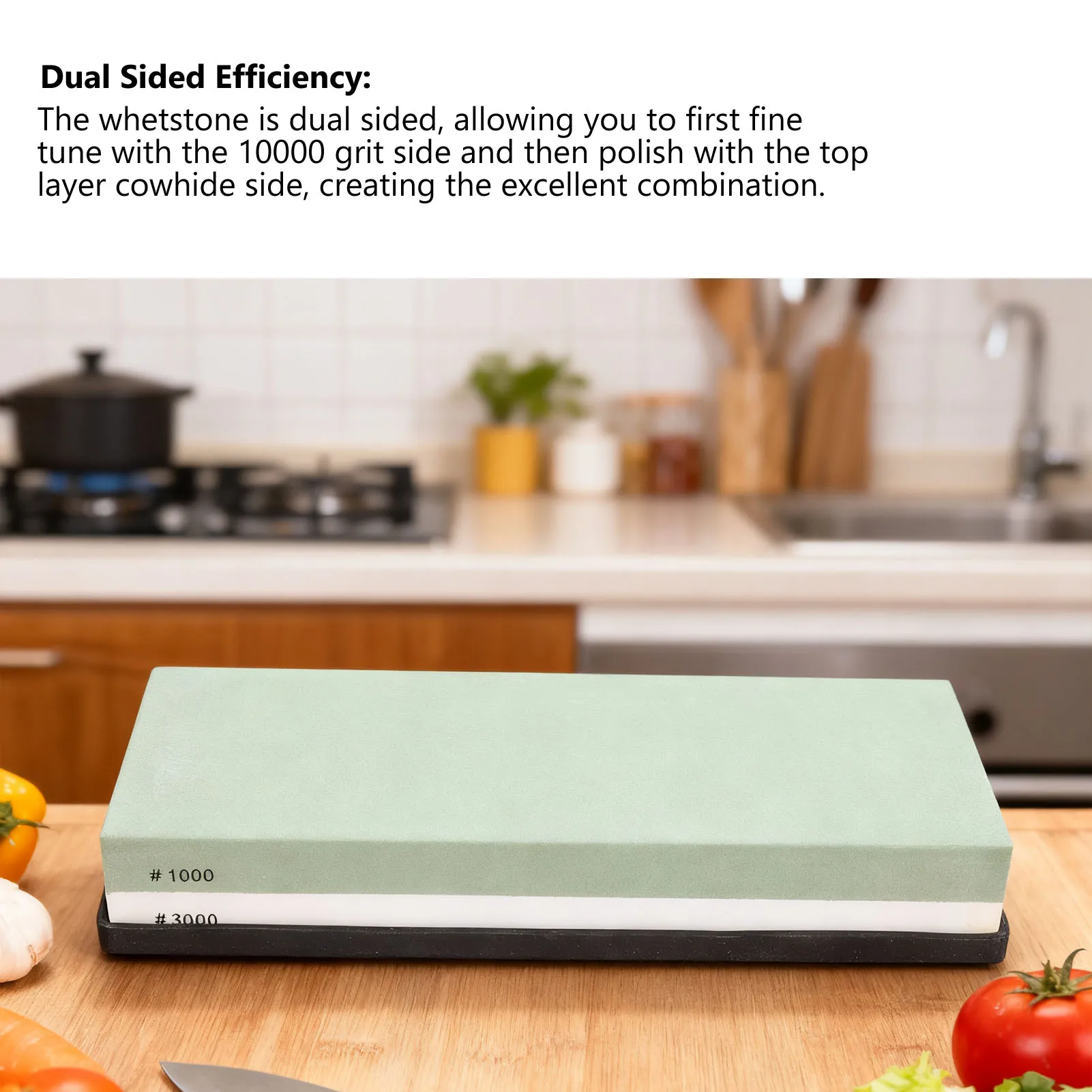حجر شحذ مزدوج الجوانب 1000 3000 حبيبة المشحذ مع قاعدة مضادة للانزلاق لمقص الأزاميل محاور حجر شحذ أخضر وأبيض #2