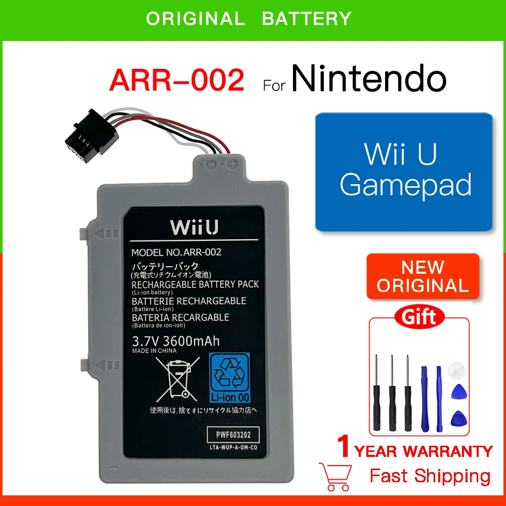 Genuine ARR-002 Wii U Gamepad 3600mAh Battery for Nintendo Wii U Controller WUP-010 WUP-012 3600mAh Replacement Battery Pack