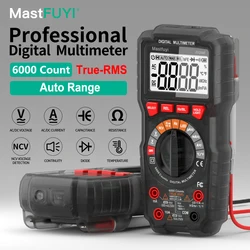 MASTFUYI Professional Digital Multimeter 1000V 10A True RMS Smart Tester Auto Range AC DC Ohm Hz Capacitance Test Tool